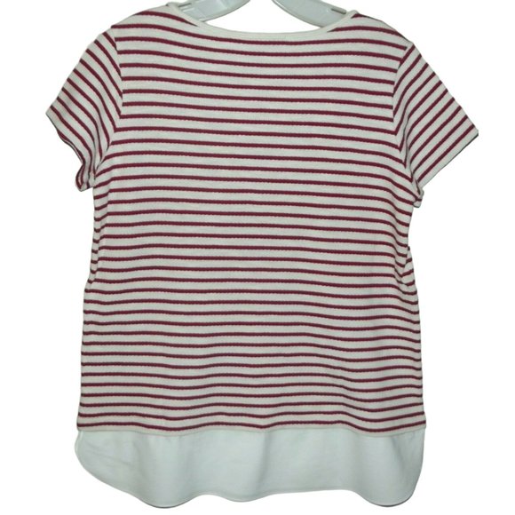 M & S Collections UK Sz 14 (USA 10) Red & Ivory Striped Sweater w/shirttail m - Picture 5 of 9